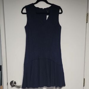 NWT Ann Taylor Drop Waist Wool Blend Navy Blue Dress Size 10